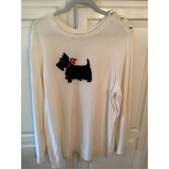 Charter Club Knit PullOver Sweater Sz 3X Scottie Dog Cream - Picture 2 of 8